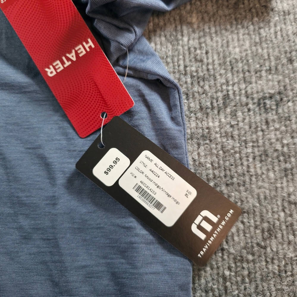 Travis Mathew All Day Access Polo Shirt Mens XL Blue Golf Trilogy Aviation - Picture 4 of 11